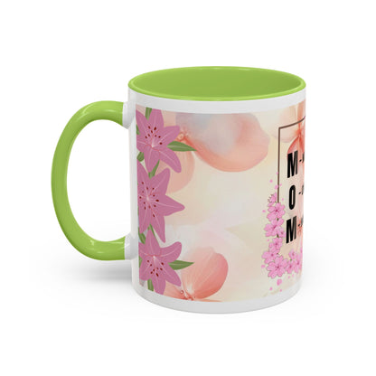 Mom Acronym Coffee Mug — "MOM: Magical • One-of-a-Kind • Motivator" Floral Accent