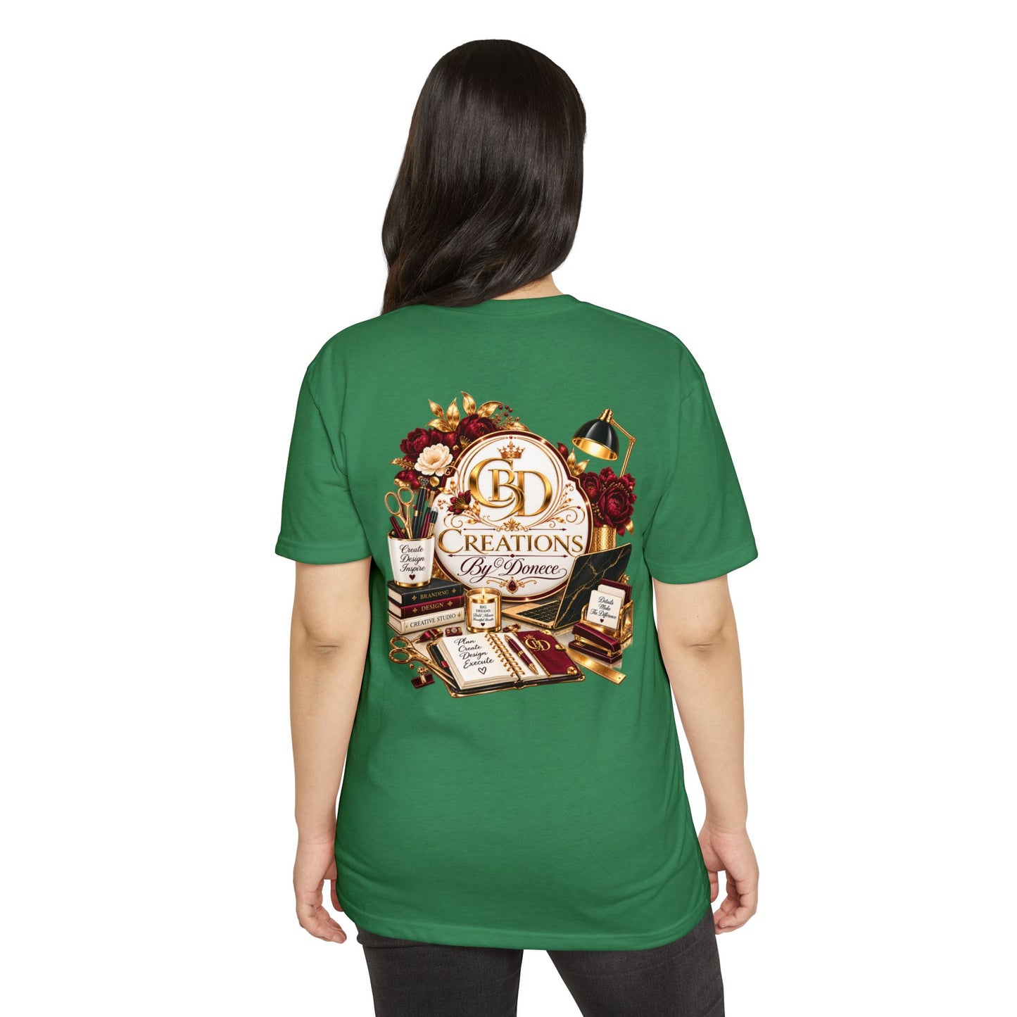 Creations by D’Donne Logo T‑Shirt — Vintage Book & Desk Design