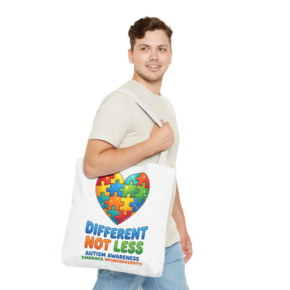 Autism Awareness Tote — "Different Not Less" Puzzle Heart