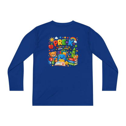 PRE-K Kids Long Sleeve Tee — Back-to-School Preschool Shirt ("Ready to Learn, Grow & Shine")