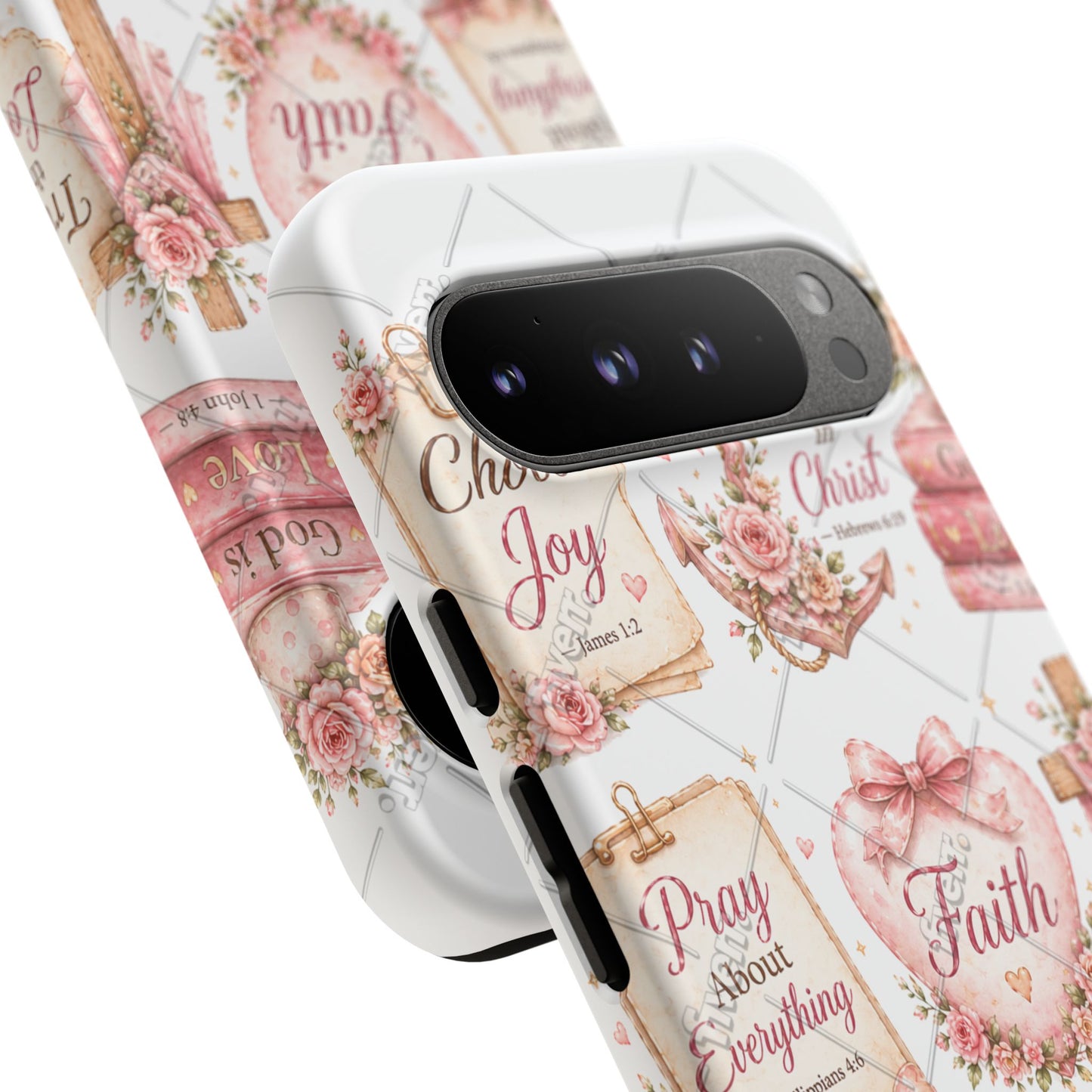 Faith Floral Phone Case – Christian Inspirational Scripture iPhone Cover (Choose Joy, Pray, Faith)