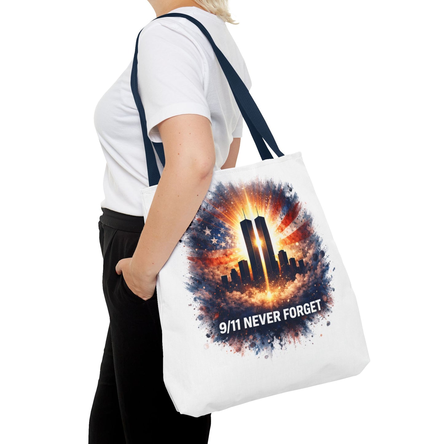 9/11 Never Forget Memorial Tote Bag — Twin Towers Tribute Tote