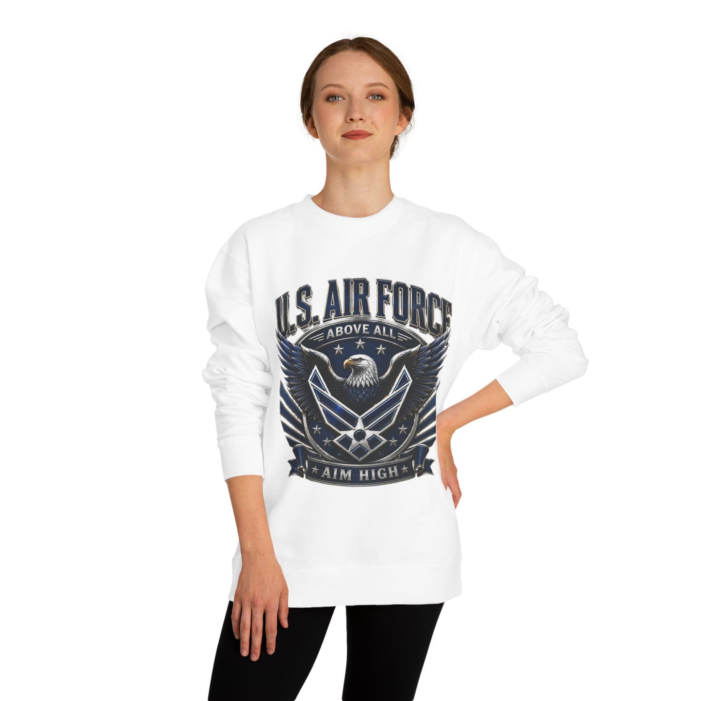 U.S. Air Force Crewneck Sweatshirt — "Above All, Aim High" Graphic