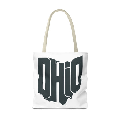 Ohio State Outline Tote Bag — Retro Ohio Text Graphic Tote