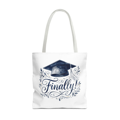 Graduation Tote Bag - "Finally!" Cap & Dove Graduation Gift Tote