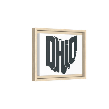 Ohio State Silhouette Matte Framed Canvas — Modern State Wall Art