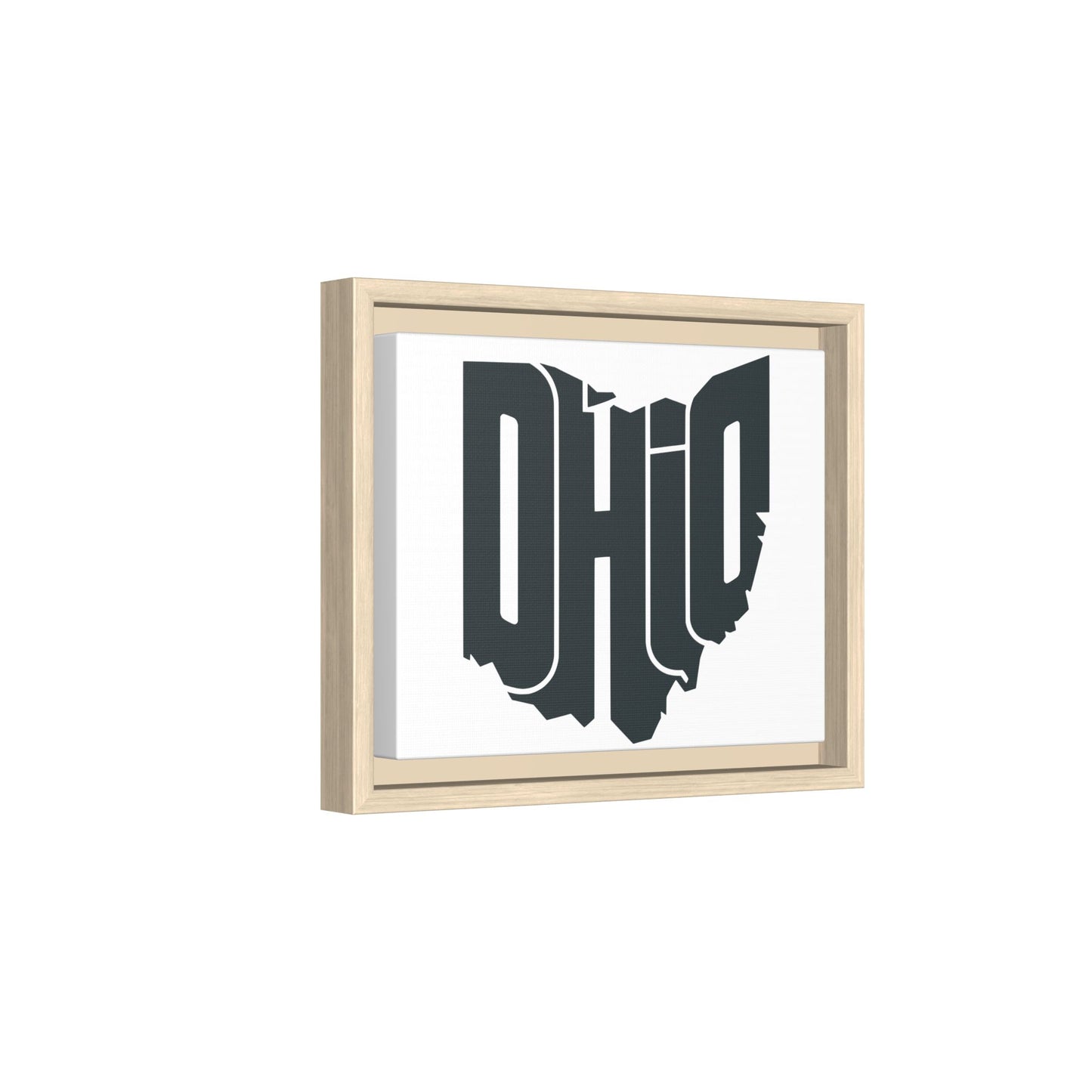 Ohio State Shape Matte Canvas Wall Art — Framed Modern State Typography Print