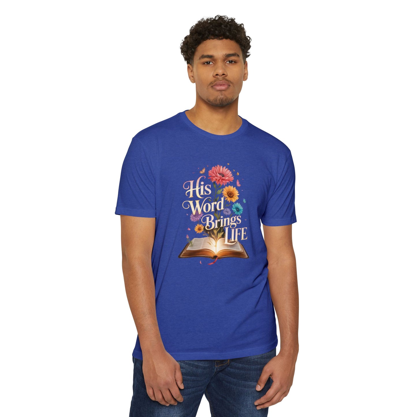 Christian T-Shirt — "His Word Brings Life" Floral Bible Tee