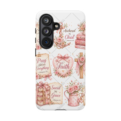 Faith Floral Phone Case – Christian Inspirational Scripture iPhone Cover (Choose Joy, Pray, Faith)
