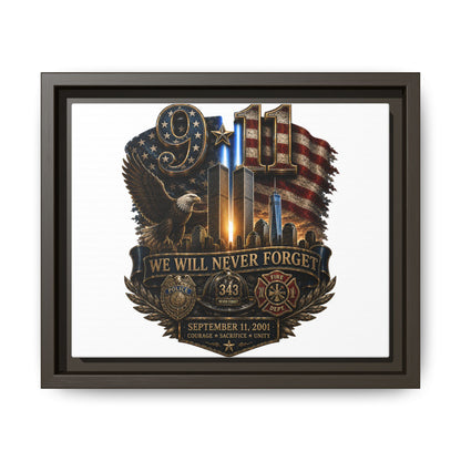 9/11 We Will Never Forget Framed Matte Canvas