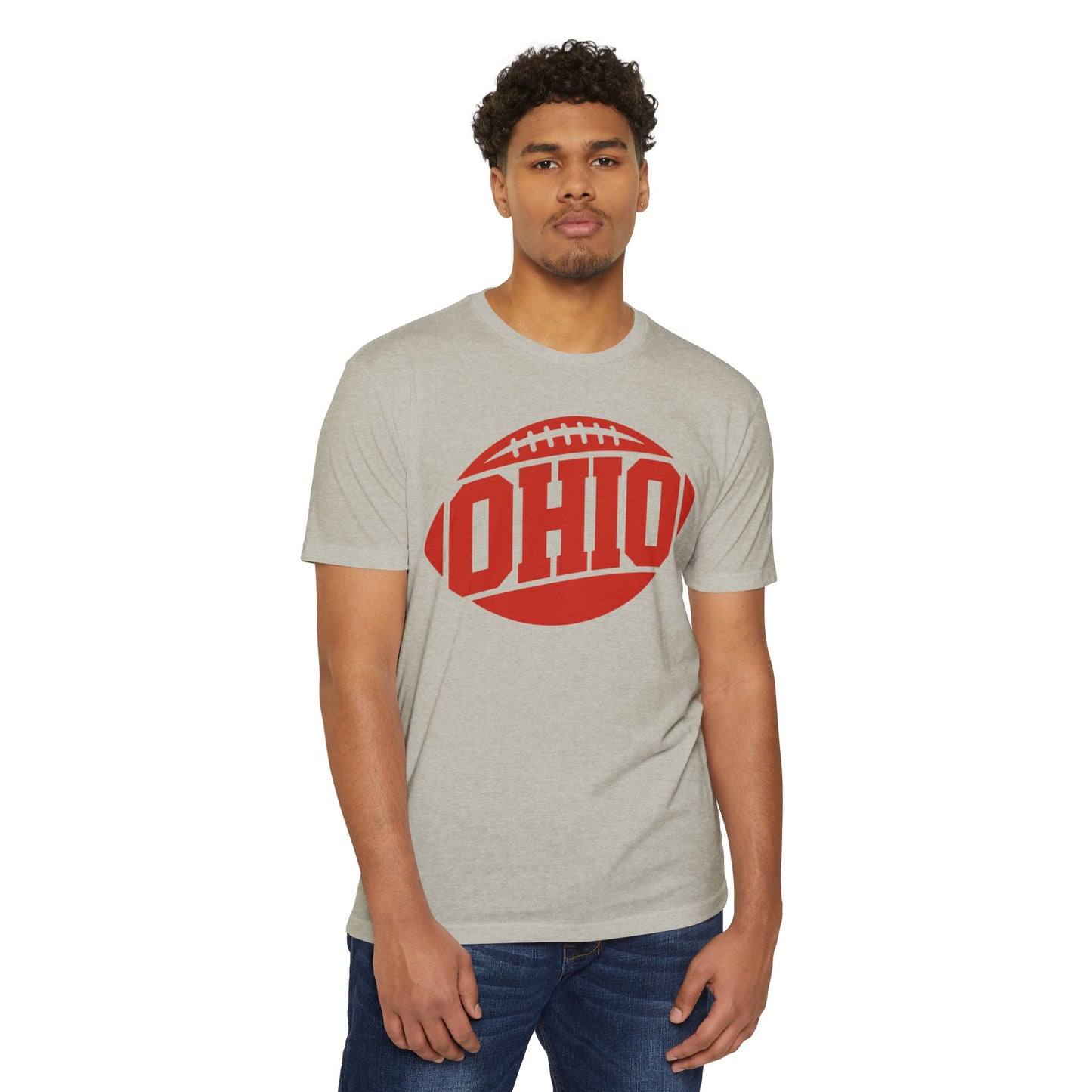Ohio Football T-Shirt — Retro Red Football Logo Tee