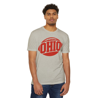 Ohio Football T-Shirt — Retro Red Football Logo Tee