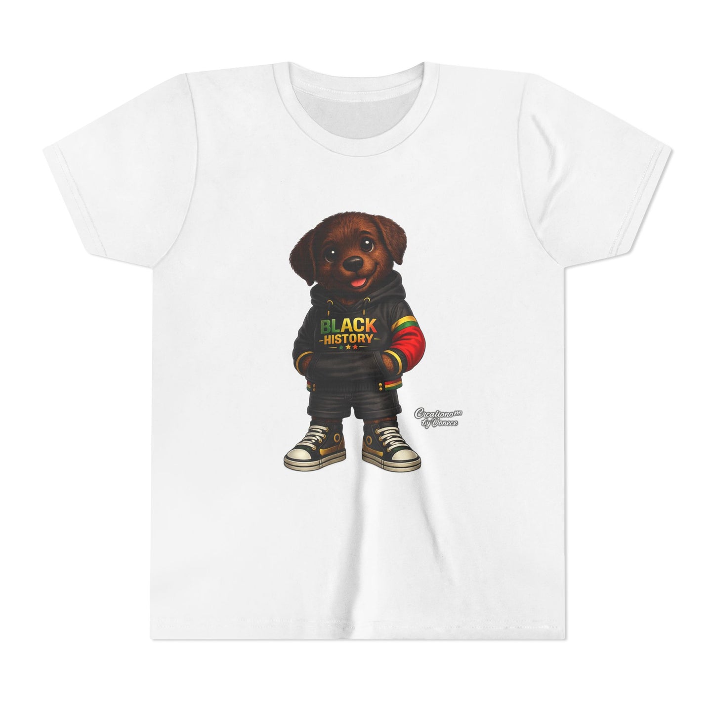 Youth Tee — Cute Puppy 'Black History' Graphic Shirt