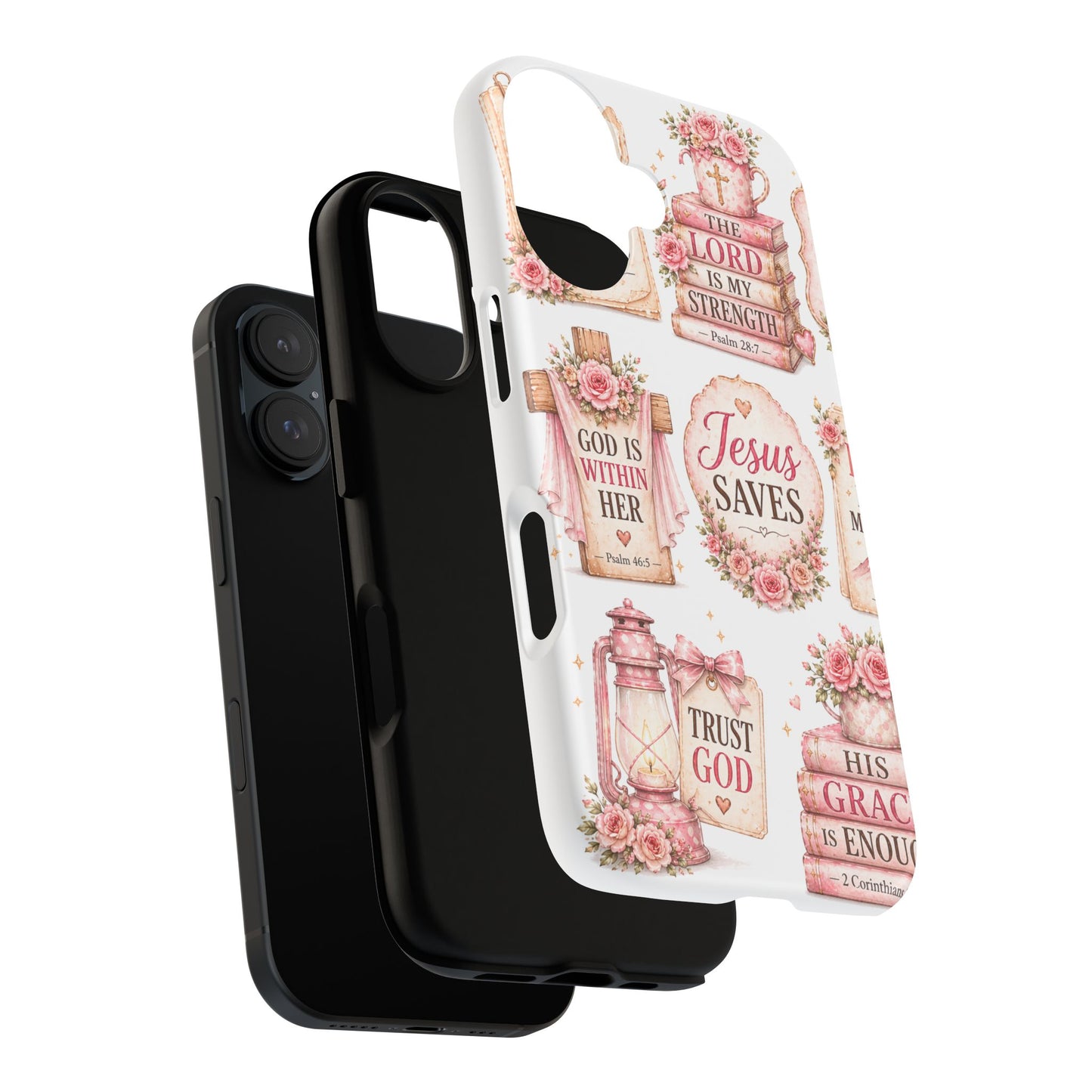 Faith Phone Case — 'Jesus Saves' Floral Christian Scripture iPhone Case