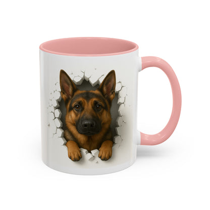 German Shepherd Coffee Mug — "Peek-a-Buddy" Accent Dog Mug (11/15oz)