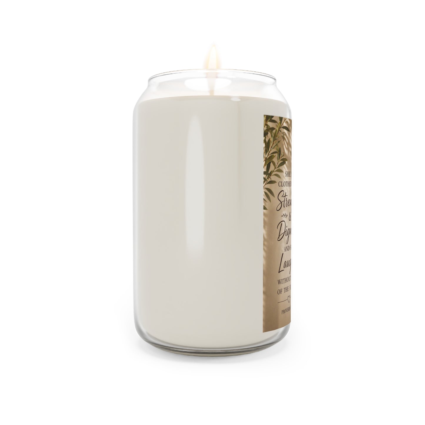 Inspirational Soy Candle — "She Is Clothed With Strength & Dignity" (13.75 oz)