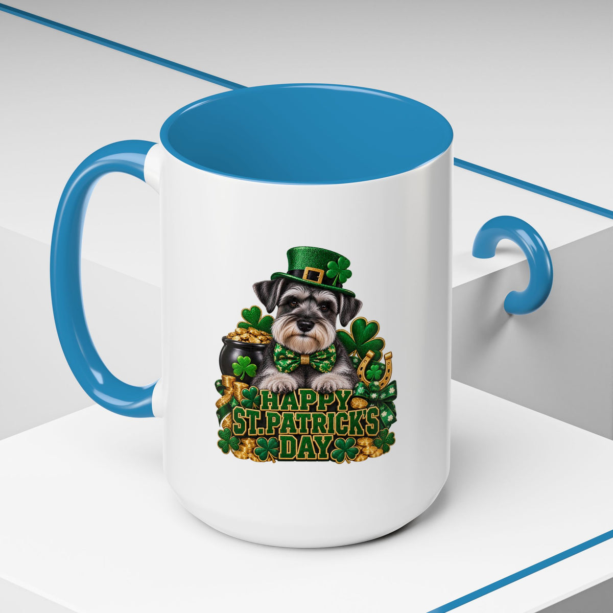 St. Patrick's Day Schnauzer Coffee Mug – Happy St. Patrick's Day Accent Mug