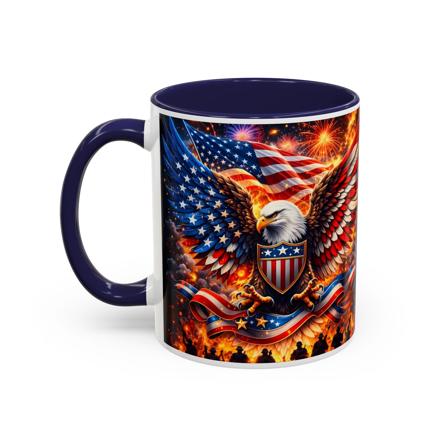 Patriotic Eagle Coffee Mug — American Flag Bald Eagle Accent Mug (11/15oz)
