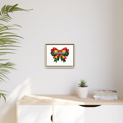 Juneteenth Framed Canvas Print – Festive Red, Green & Gold Ribbon Wall Art