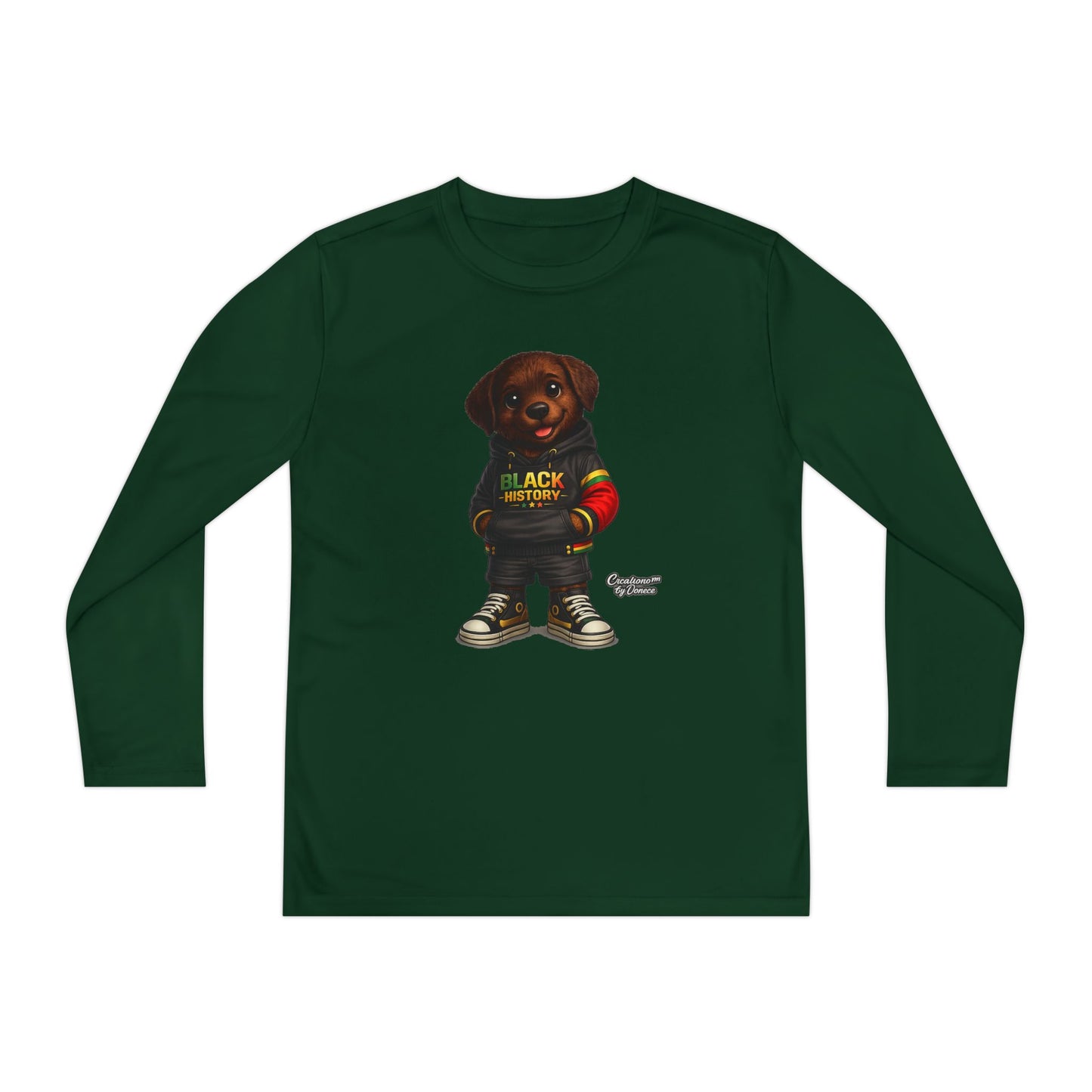 Kids Long Sleeve Tee — Rasta Teddy 'Black Excellence' Graphic