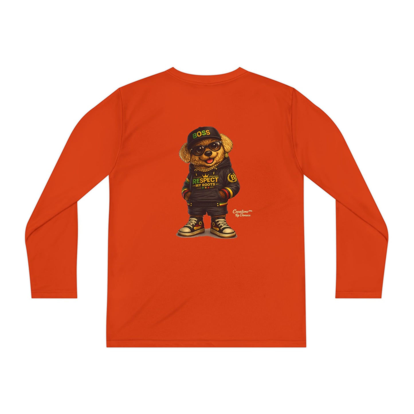 Youth Long Sleeve Tee — Streetwear Bear Graphic, 'Respect' Hip-Hop Kids Shirt