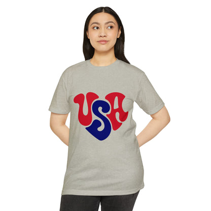 USA Heart Retro Graphic T-Shirt