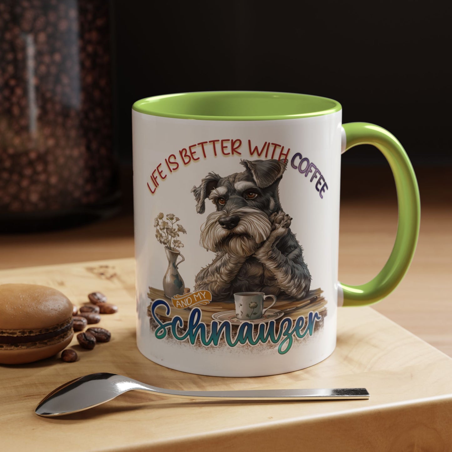 Schnauzer Coffee Mug - "Life Is Better With Coffee and a Schnauzer" Accent Mug (11/15oz)