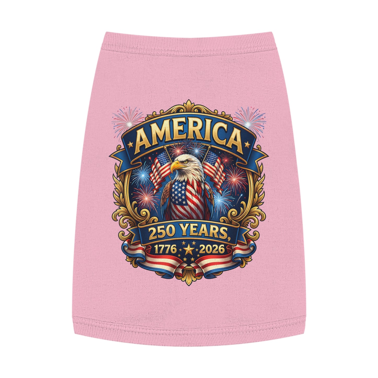 America 250 Pet Tank Top - 1776-2026 Patriotic Eagle & Fireworks