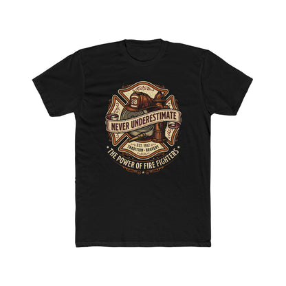 Firefighter Tee - "Never Underestimate" Vintage Firefighter Helmet Design