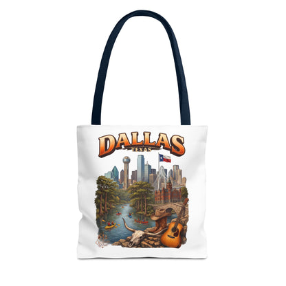 Dallas Texas Scenic Tote Bag – City Skyline & Guitar Souvenir Tote