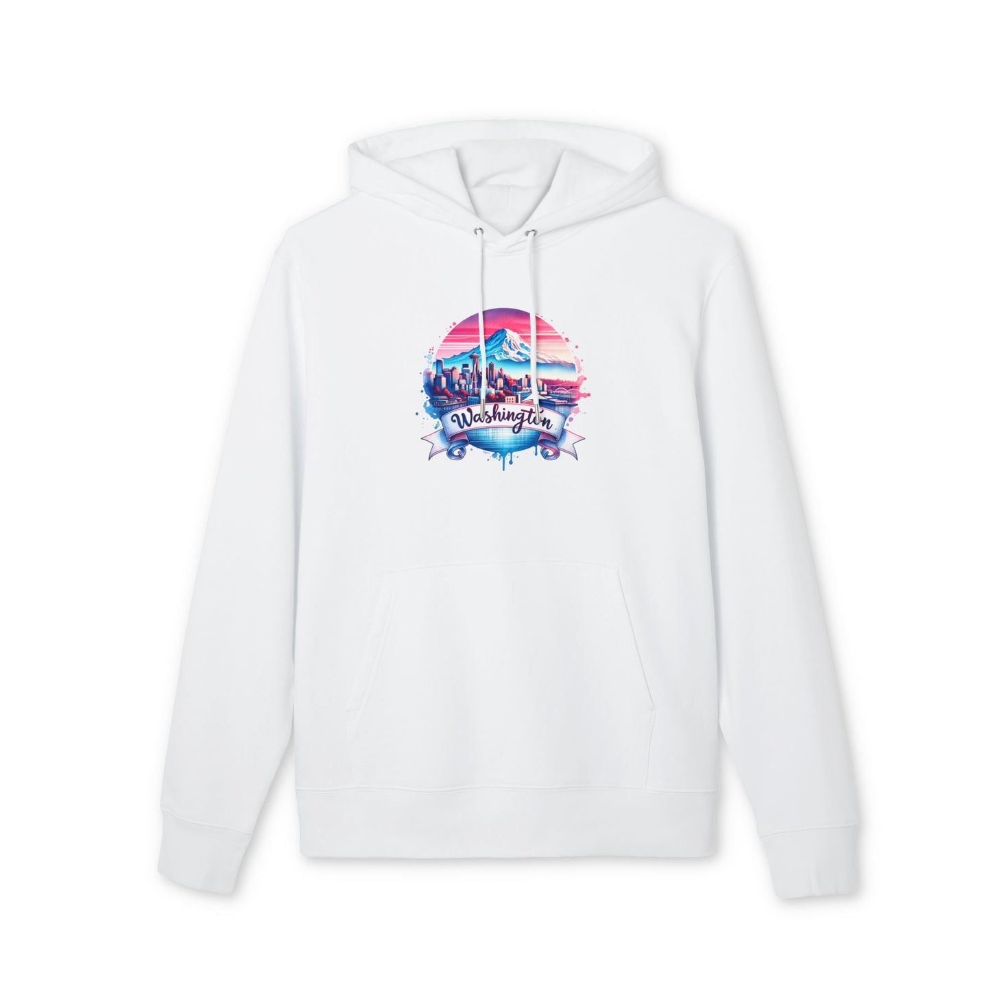 Washington State Skyline Hoodie — Retro Mt. Rainier Travel Pullover