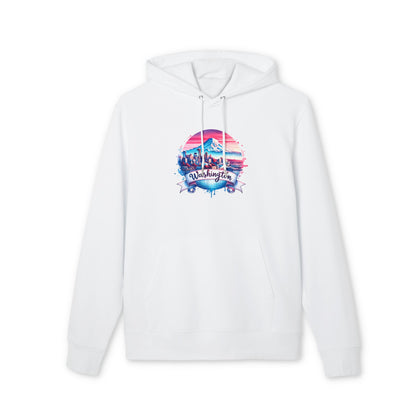 Washington State Skyline Hoodie — Retro Mt. Rainier Travel Pullover