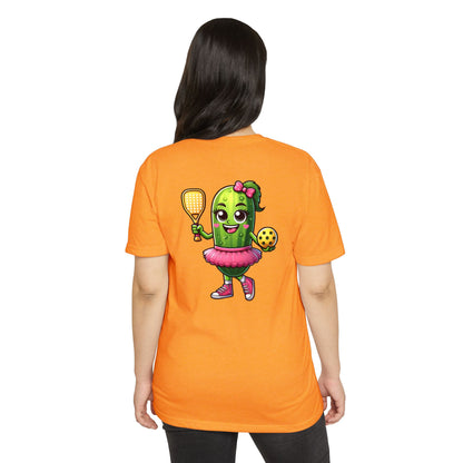 Pickle Paddleball T-Shirt — Cute Pickle Character in Tutu with Paddle & Ball