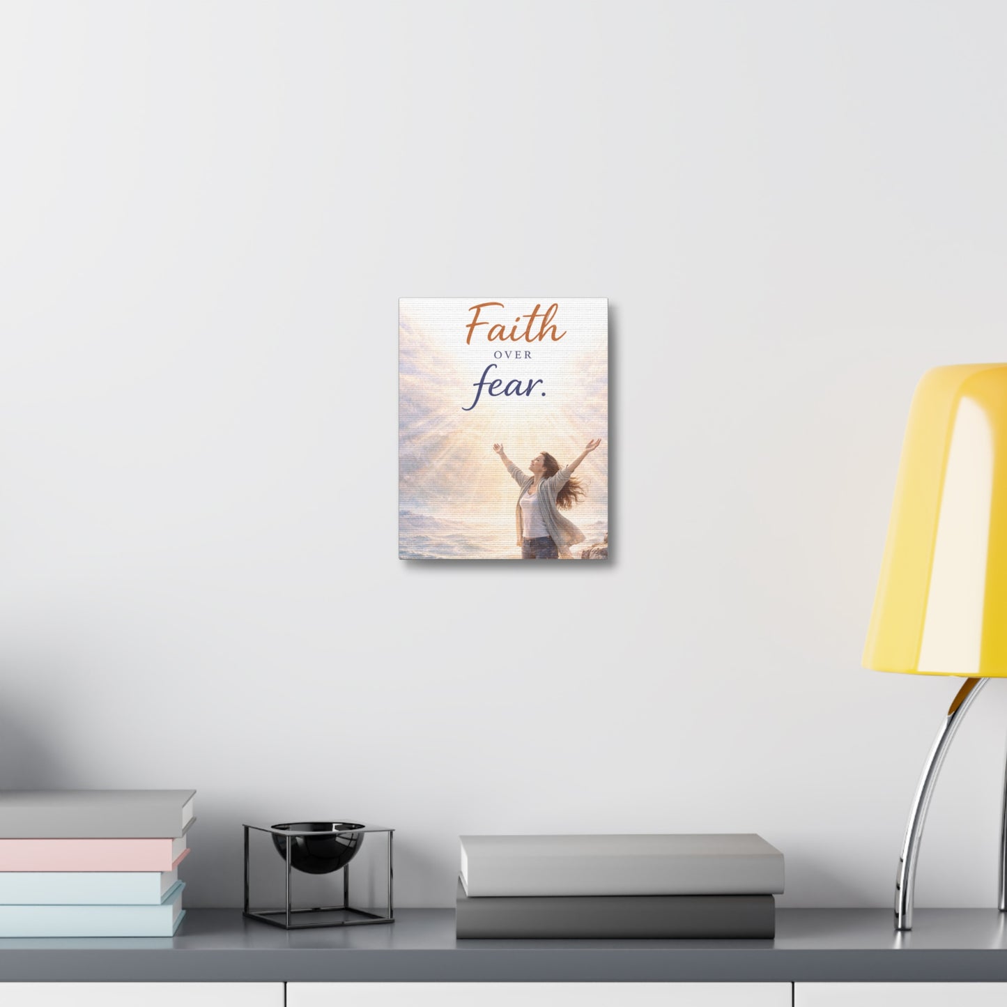 Faith Over Fear Stretched Canvas – Inspirational Christian Wall Art