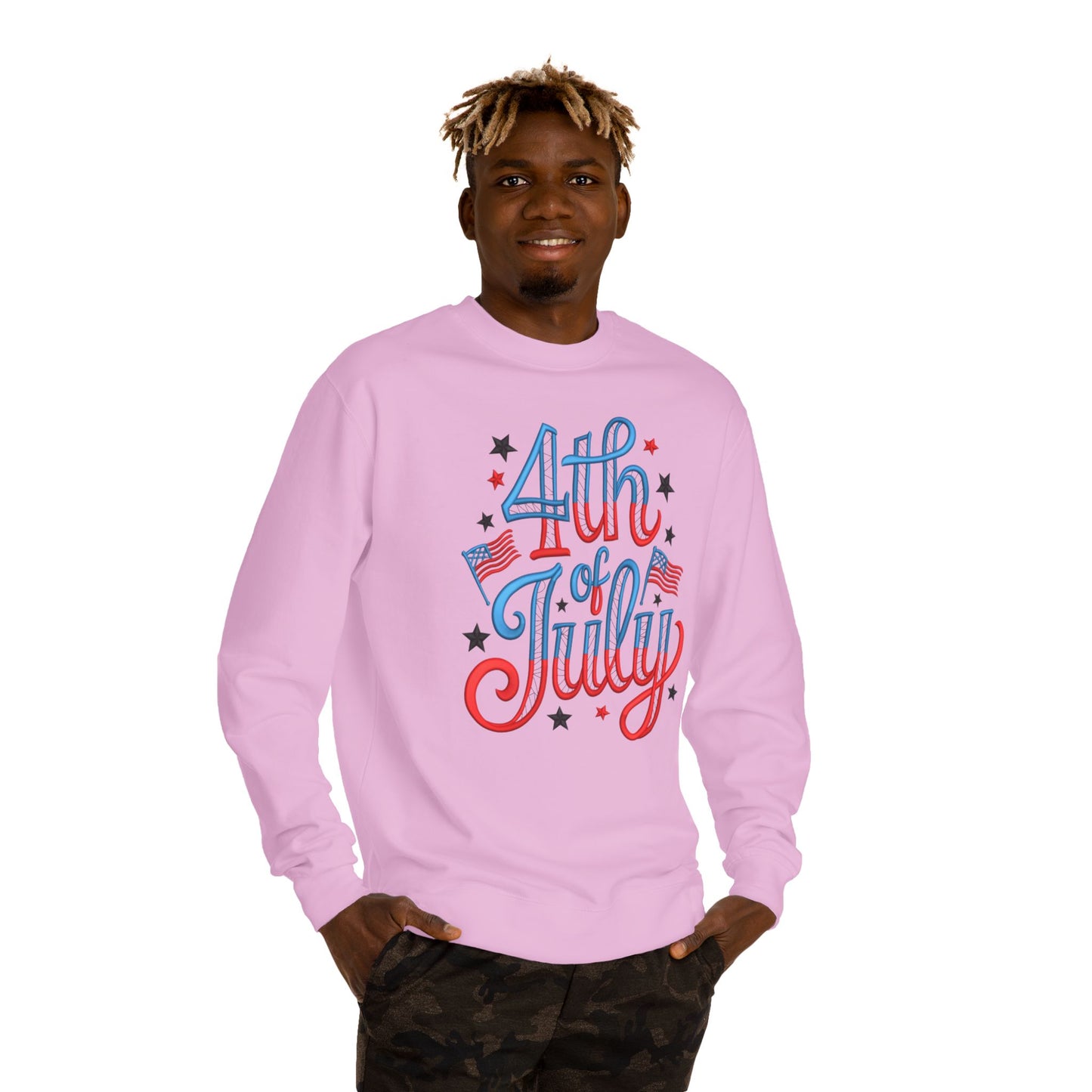 4th of July Crewneck Sweatshirt - Patriotic American Flag Graphic