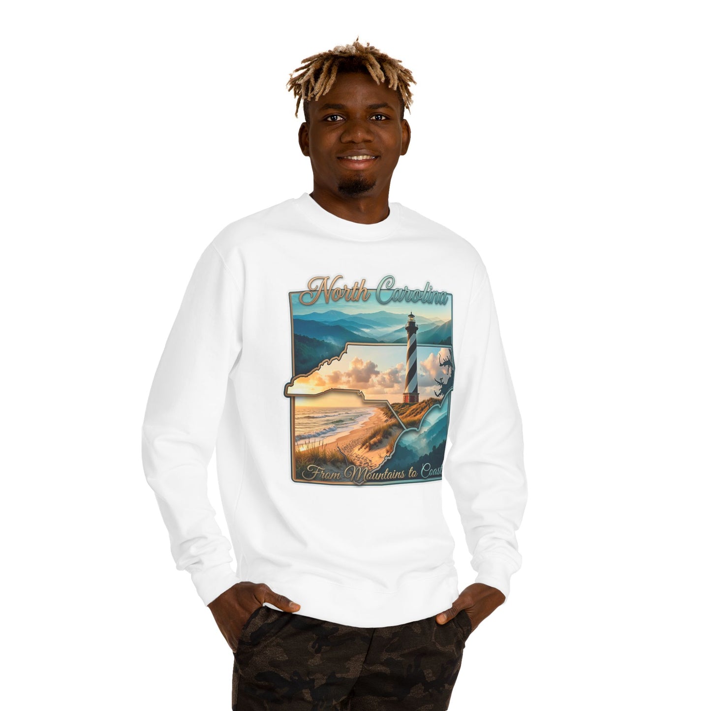North Carolina Lighthouse Sweatshirt — From Mountains to Coast Scenic Crewneck