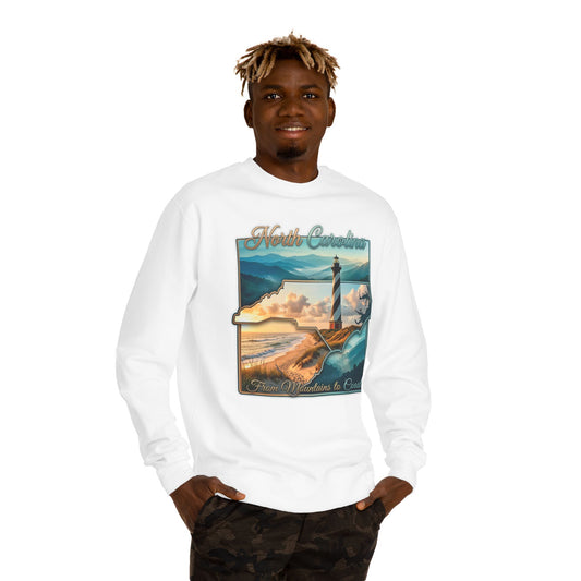 North Carolina Lighthouse Sweatshirt — From Mountains to Coast Scenic Crewneck