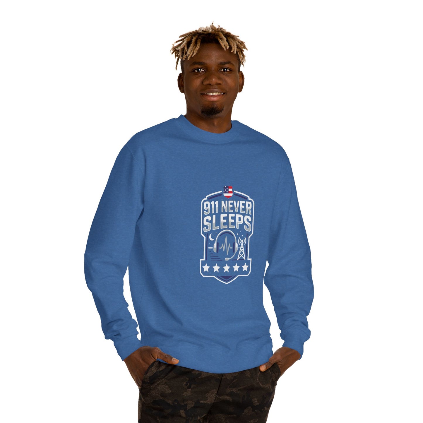 911 Never Sleeps Sweatshirt – Emergency Dispatcher & First Responder Tribute Crewneck
