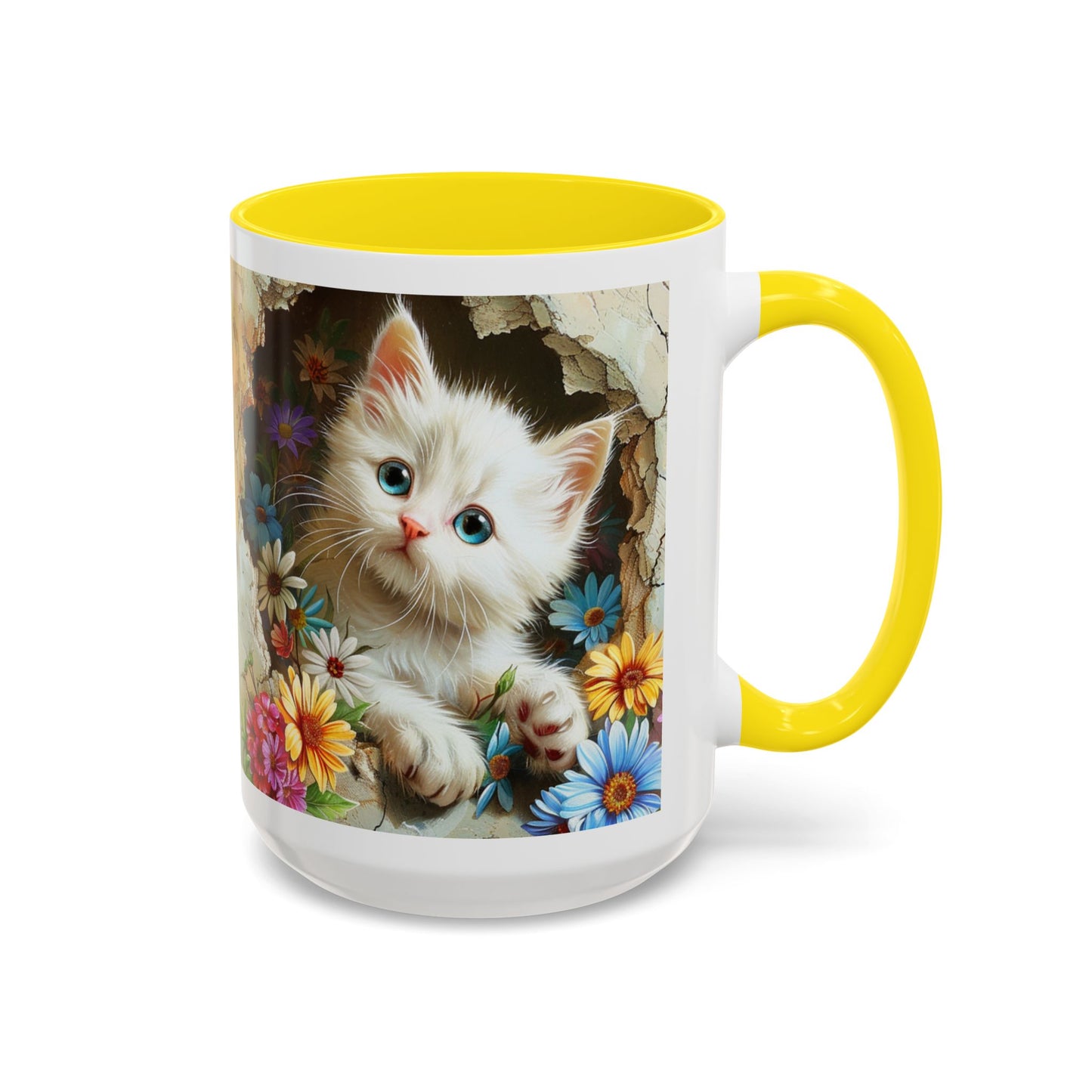 Cute Kitten Floral Accent Coffee Mug (11/15oz)