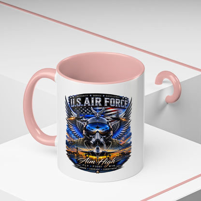 U.S. Air Force Eagle Coffee Mug — "Aim High" Accent 11/15oz