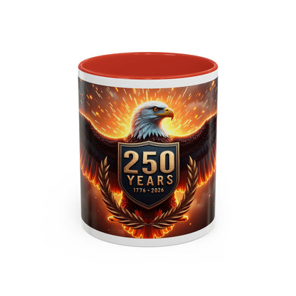250 Years Eagle Coffee Mug — Patriotic Anniversary Ceramic Accent Mug (11/15oz)