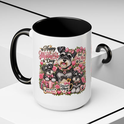 Mother's Day Schnauzer Coffee Mug — "Best Dog Mom Ever" Accent Mug (11/15oz)