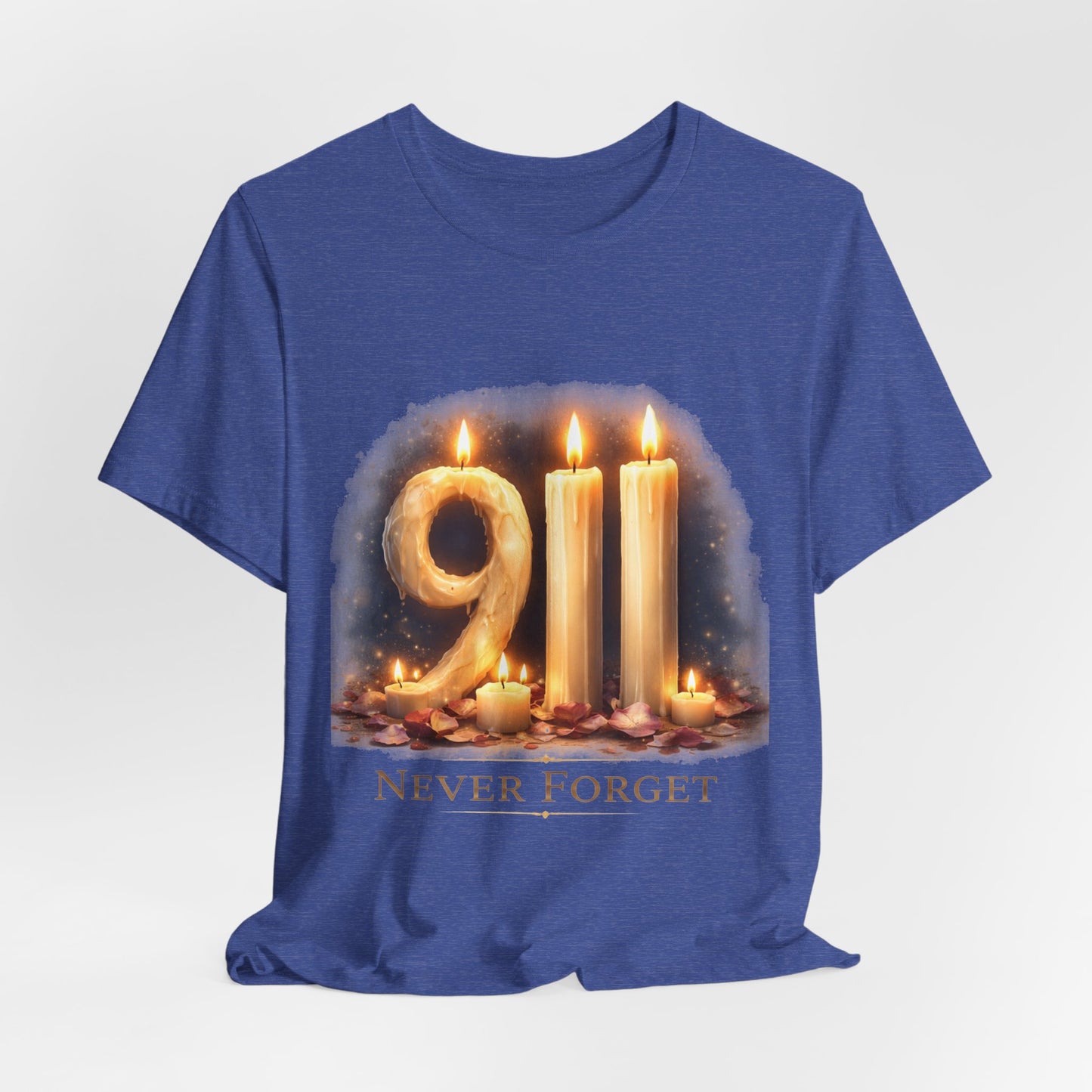 9/11 Never Forget T-Shirt – Memorial Candle Tribute Tee