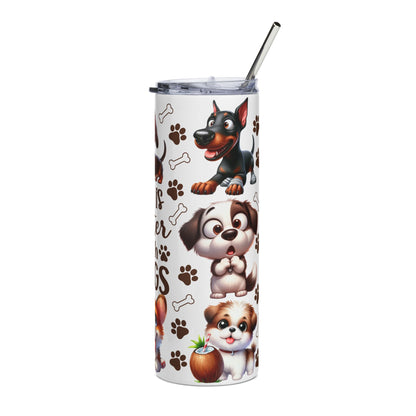 20oz Stainless Tumbler — "Life Is Better With Dogs" Cute Puppy Travel Cup