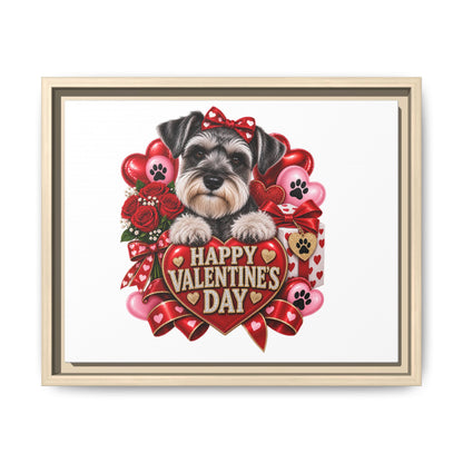 Valentine’s Day Schnauzer Framed Canvas