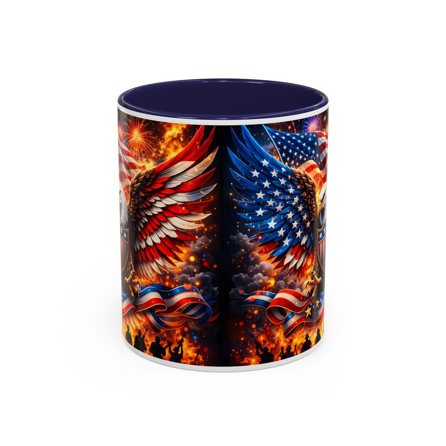 Patriotic Eagle Coffee Mug — American Flag Bald Eagle Accent Mug (11/15oz)