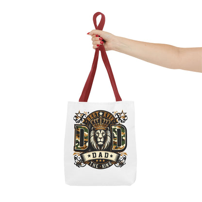 Best Ever Dad Tote Bag — 'Dad the King' Lion Crown Design, Father's Day Gift