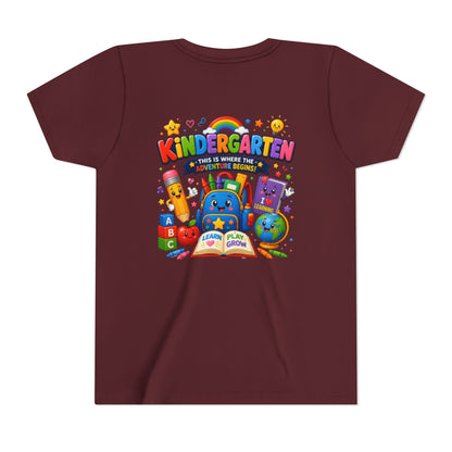 Kindergarten Kids T‑Shirt — 'Kindergarten: This Is Where the Fun Begins' Colorful Back-to-School Tee