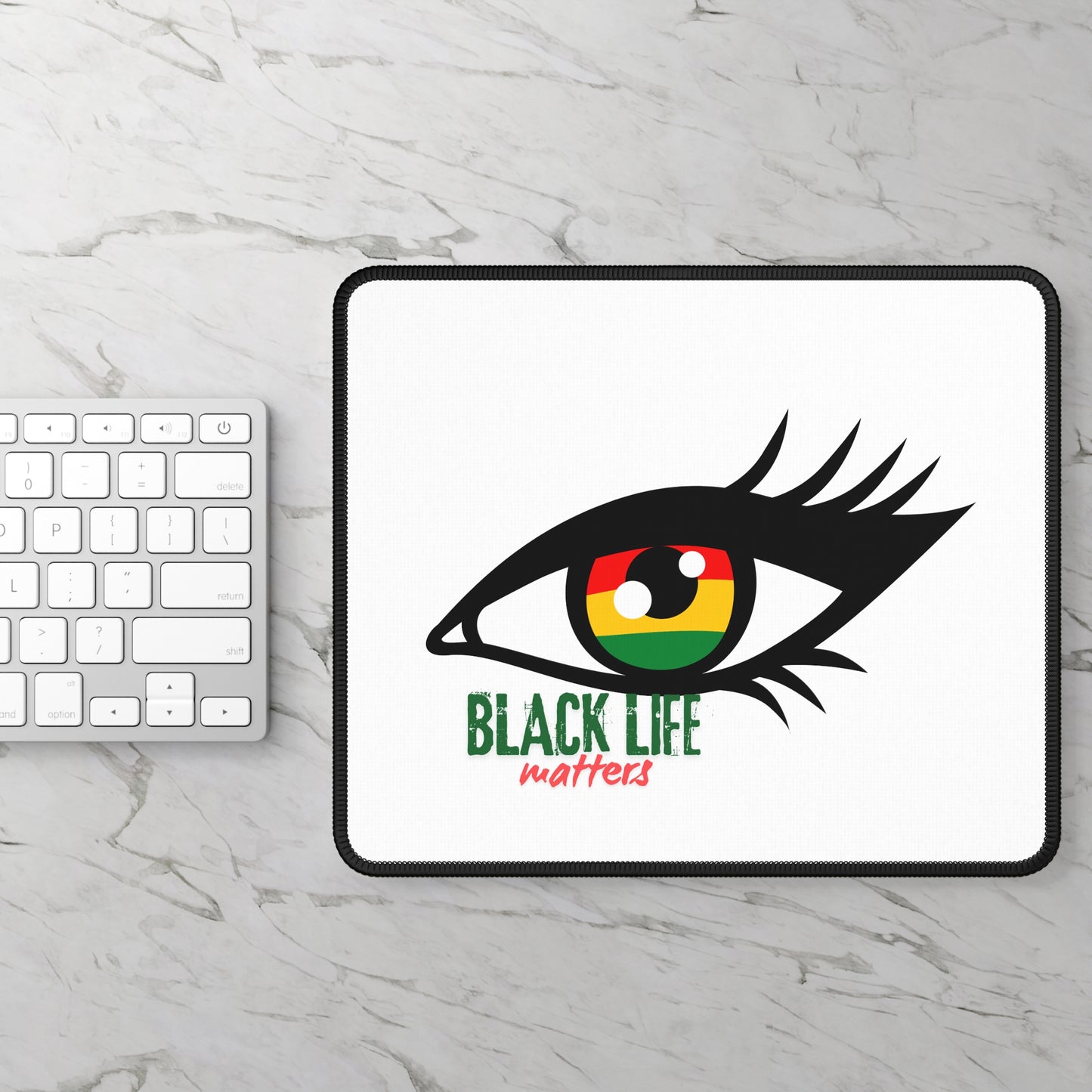 Gaming Mouse Pad — Black Life Matters Eye Design (Pan-African Colors)