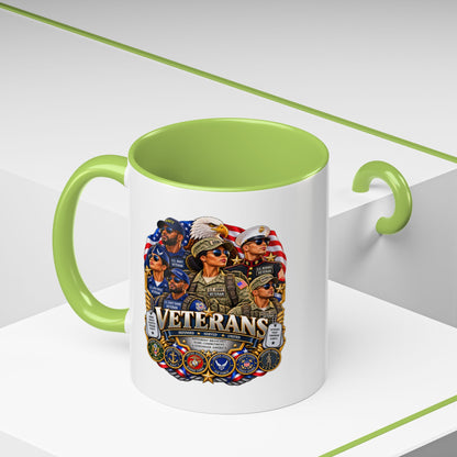 Veterans Tribute Accent Coffee Mug — Patriotic Military Veteran Gift (11/15oz)